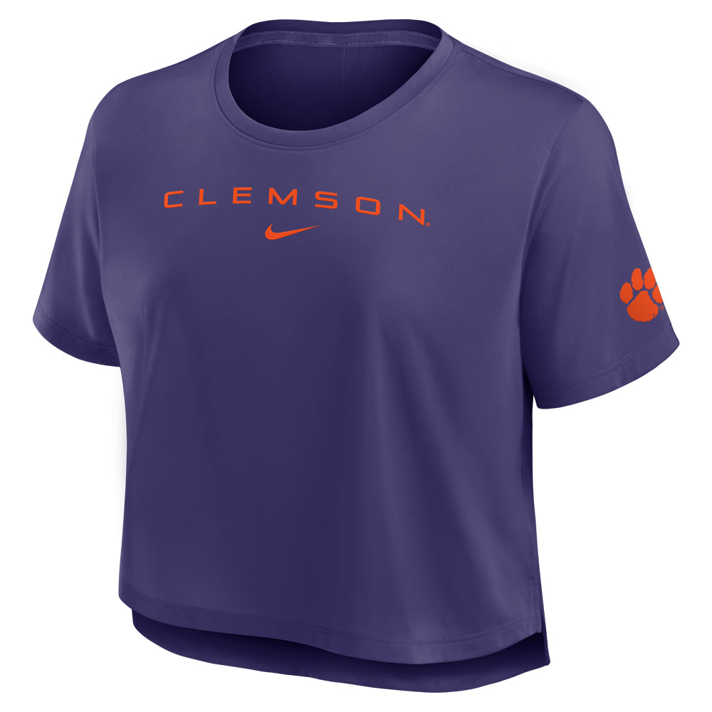 Clemson Nike Women's One Dri-FIT Cropped Top - PURPLE