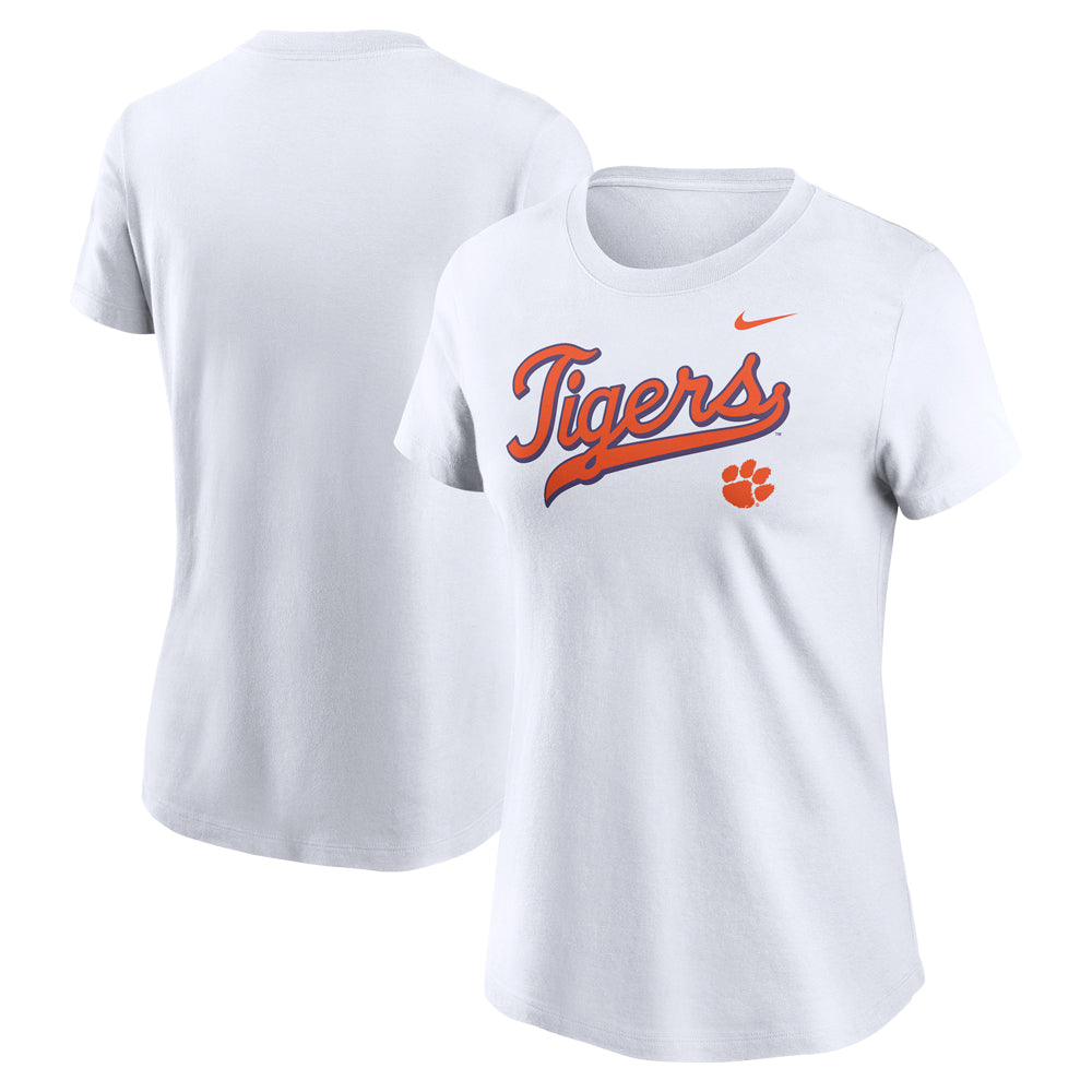 Clemson Nike Women's Script Tigers Tee - WHITE