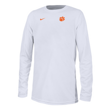 Clemson Nike Youth Small Logo Legend Dri-FIT Long Sleeve Tee - WHITE