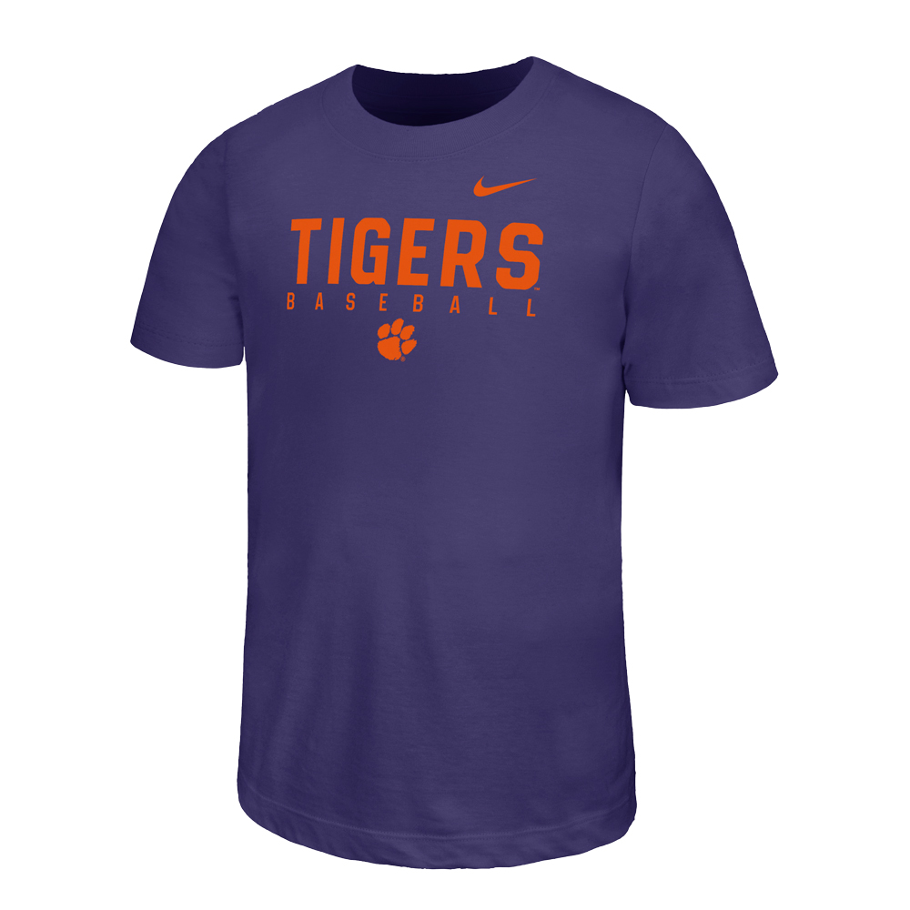 Clemson Nike Youth Legend Tiger Baseball Tee - PURPLE