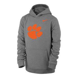 Clemson Nike Youth Paw Club Fleece Hoodie - MD GREY