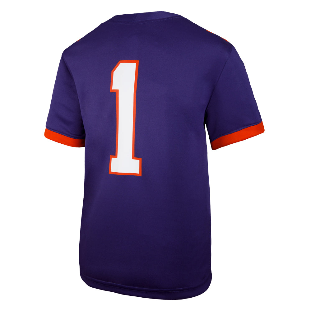 Clemson Nike Youth #1 Purple Replica Football Jersey