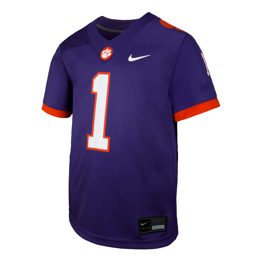 Clemson Nike Youth #1 Purple Replica Football Jersey