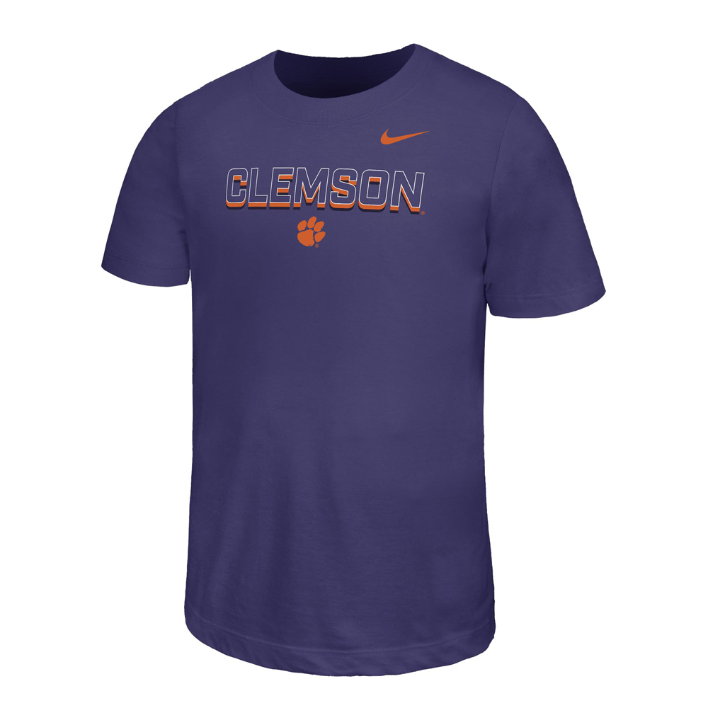 Clemson Nike Youth Shadow Tee - PURPLE
