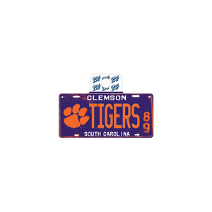 Clemson Old School License Plate Sticker