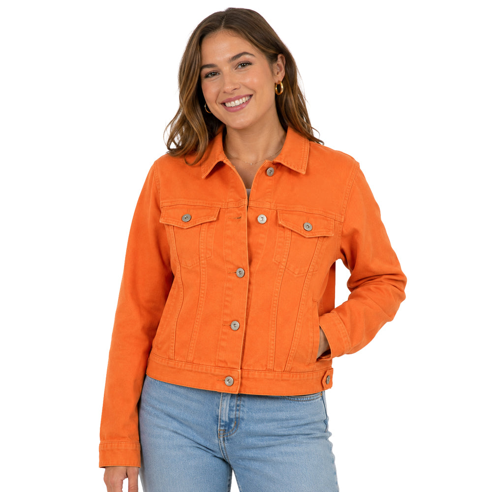 Clemson Orange Denim Tiger Face Jacket - ORANGE