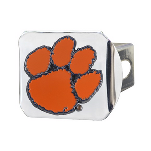 Clemson Orange Paw Chrome Hitch Cover - SILVER