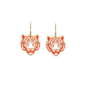 Clemson Orange Tiger Face Earrings