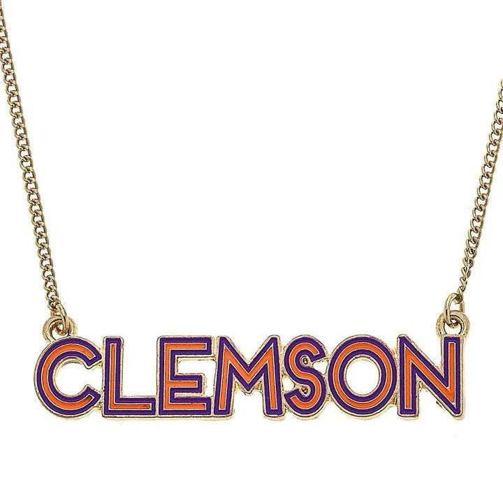Clemson Outline Enamel Necklace