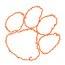 Clemson Outlined Paw Die-Cut Decal - WHITE