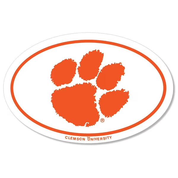 Clemson Oval Paw Magnet - WHITE