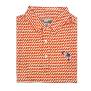 Clemson Palmetto Logo Map Polo - ORANGE
