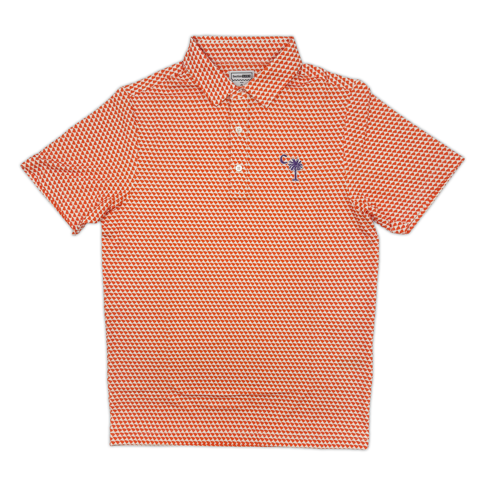 Clemson Palmetto Logo Map Polo - ORANGE