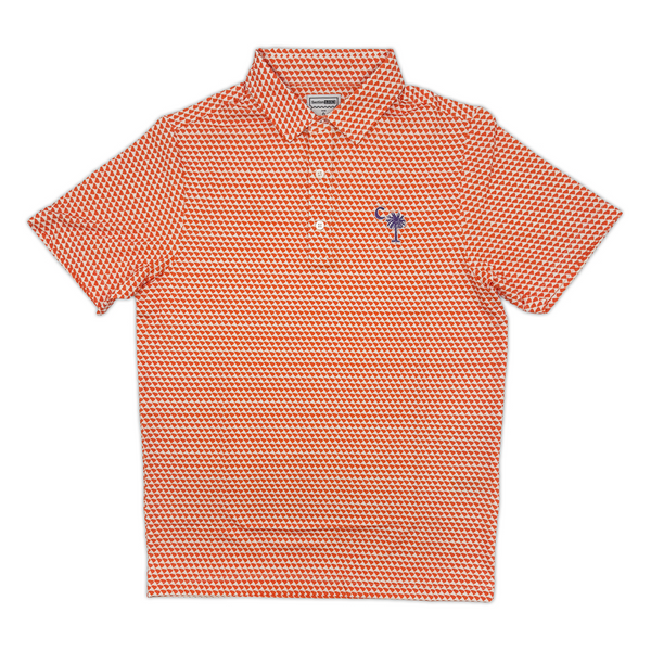 Clemson Palmetto Logo Map Polo - ORANGE