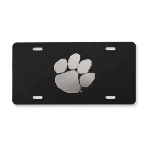 Clemson Paw Black Mirrored Auto Plate  - BLACK