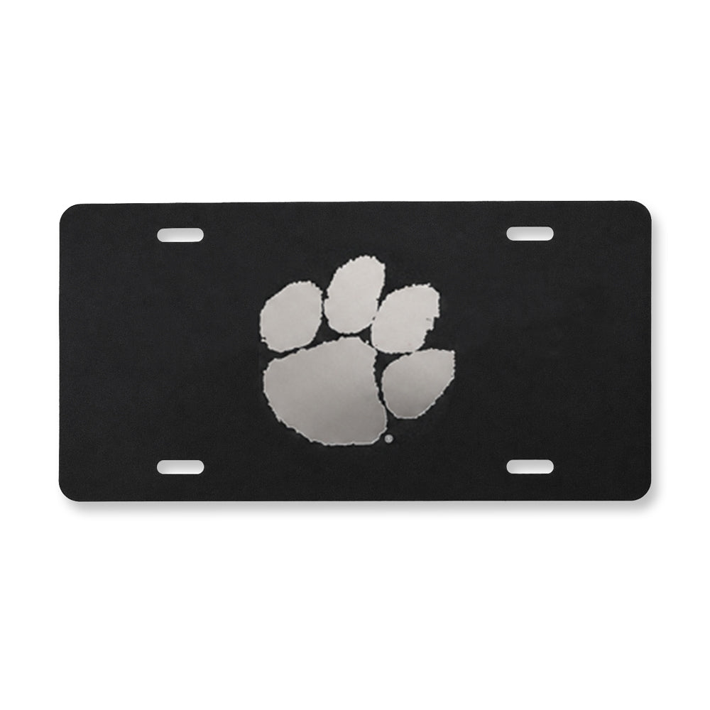 Clemson Paw Black Mirrored Auto Plate  - BLACK