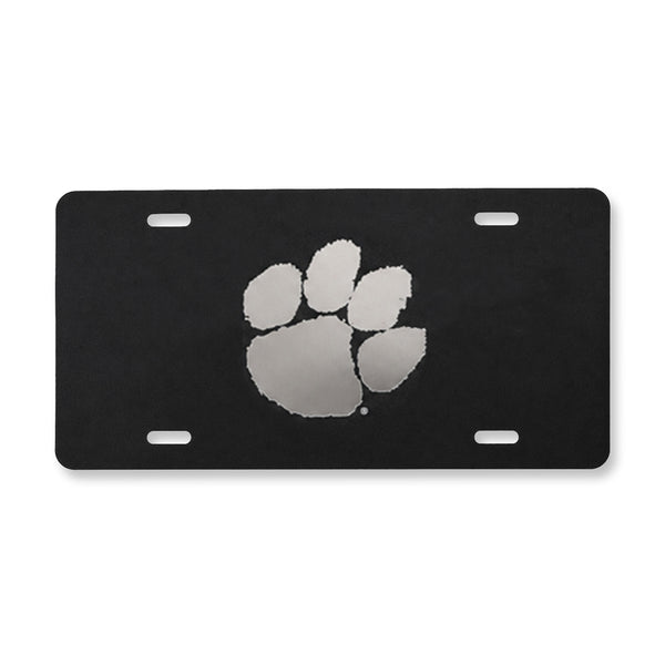 Clemson Paw Black Mirrored Auto Plate 