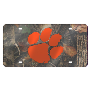 Clemson Paw Camo Mirror License Plate - ORANGE