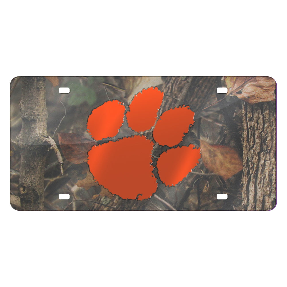 Clemson Paw Camo Mirror License Plate
