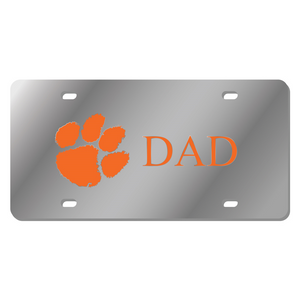 Clemson Paw Dad Mirror License Plate - SILVER