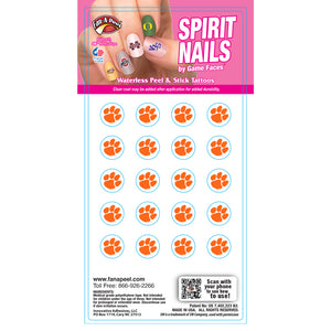 Clemson Paw Fingernail Tattoos