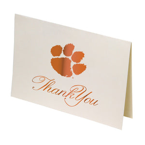 Clemson Paw Foil Thank You 10-Pack Notecard Set - IVORY