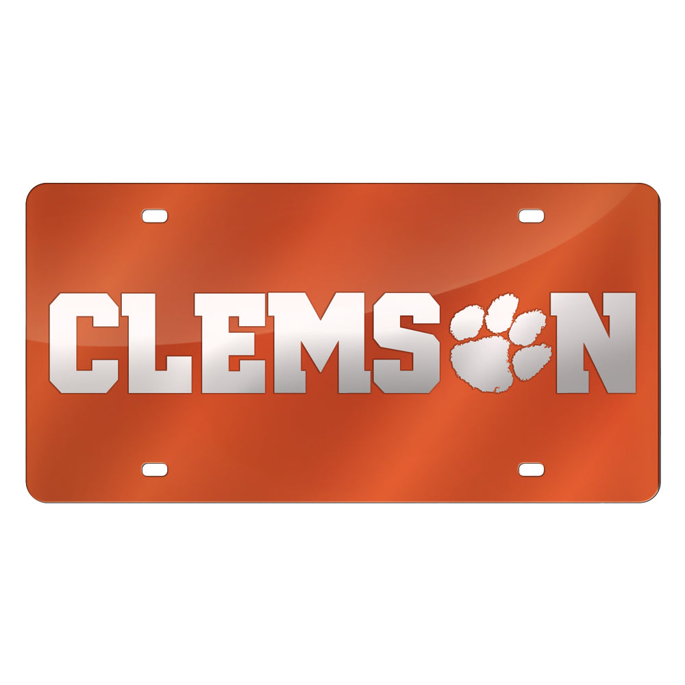 Clemson Paw Hammer License Plate - ORANGE