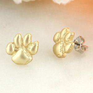 Clemson Paw Matte Gold Stud Earrings - GOLD