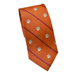 Clemson Paw Mini Stripe Tie - ORANGE