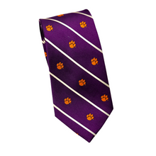 Clemson Paw Mini Stripe Tie - PURPLE