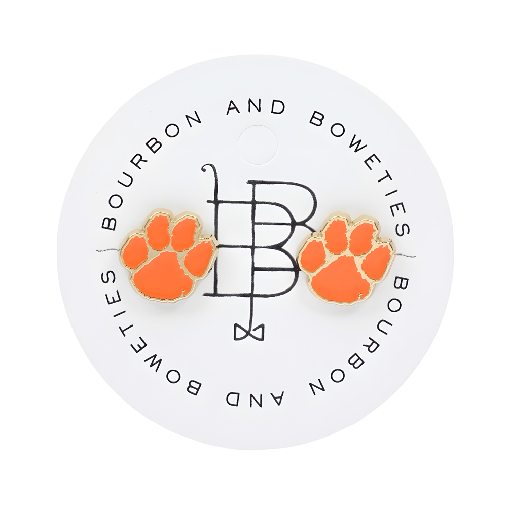 Clemson Paw Stud Earrings - ORANGE