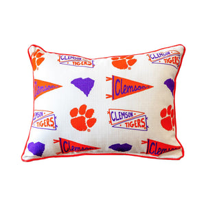 Clemson Pennant Pattern Pillow