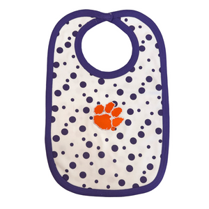 Clemson Polka Dot Knit Bib - PURPLE