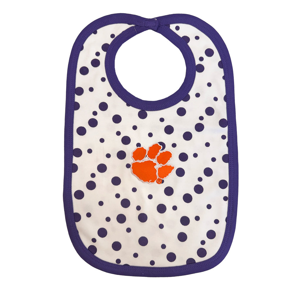 Clemson Polka Dot Knit Bib