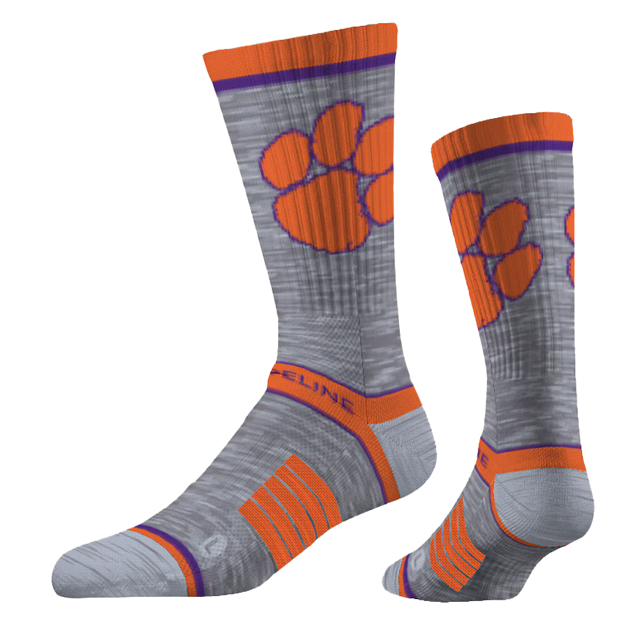 Clemson Premium Wool Crew Sock - GREY