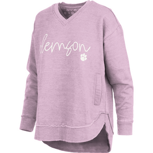Clemson Pressbox Women’s Alexandra Melange East Hall Pullover - LT PURPLE