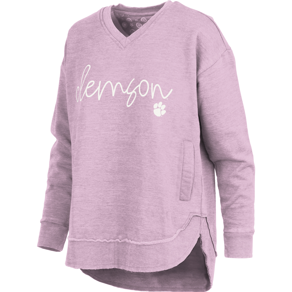 Clemson Pressbox Women’s Alexandra Melange East Hall Pullover - LT PURPLE