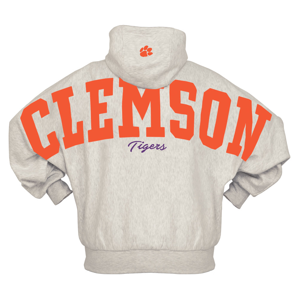 Clemson Pressbox Women’s Belvedere Hoodie - LT GREY