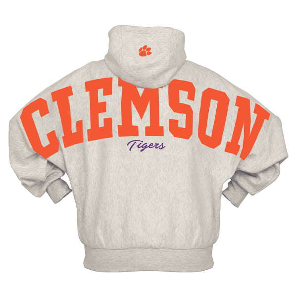 Clemson Pressbox Women’s Belvedere Hoodie - LT GREY