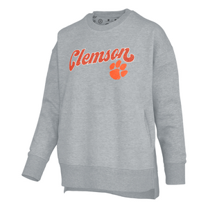 Clemson Pressbox Women’s Bonanza Chenille Harper Crew - MD GREY