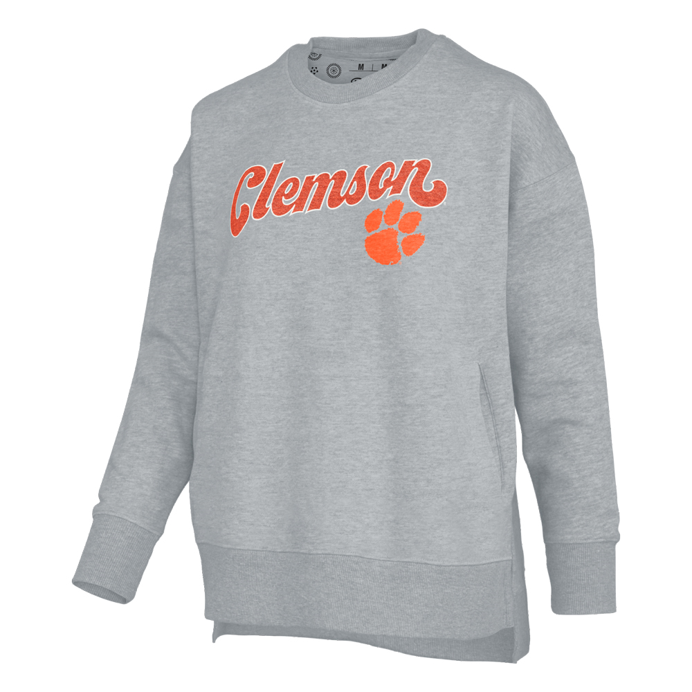 Clemson Pressbox Women’s Bonanza Chenille Harper Crew - MD GREY