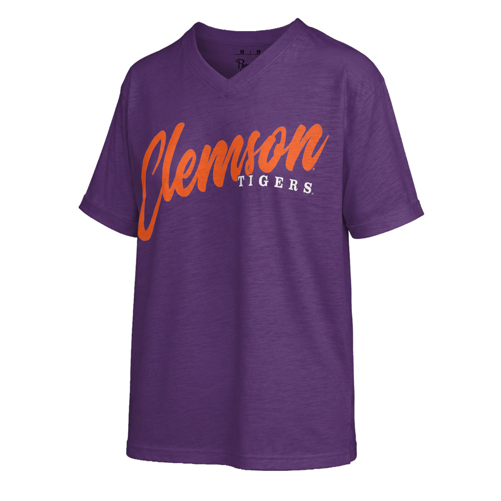 Clemson Pressbox Women’s Home Team Pensacola V-Neck Tee - PURPLE