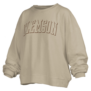 Clemson Pressbox Women's Janise Tonal Pullover - TAN
