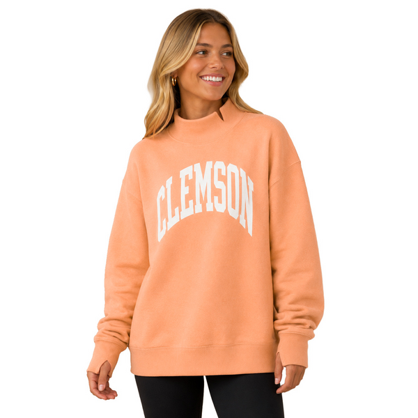 Clemson Pressbox Women’s Lingo Midland Arch Mock Neck - LT ORANG