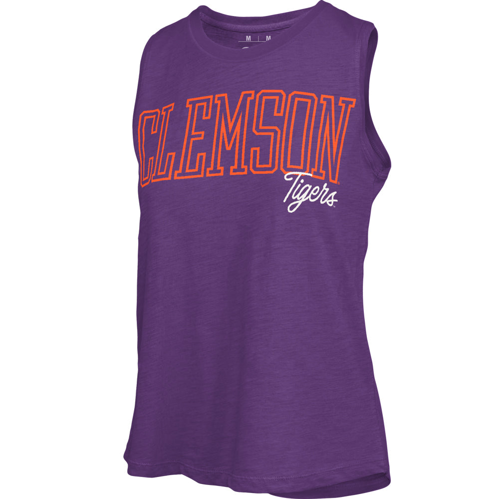 Clemson Pressbox Women's Miranda Rockdale Slub Tank - PURPLE