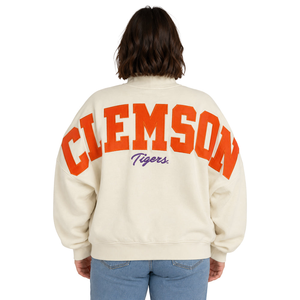 Clemson Pressbox Women's Mocktail Mock Neck Sweatshirt - IVORY
