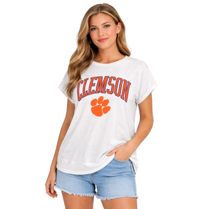 Clemson Pressbox Women’s Nelson Movement Top - IVORY
