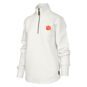 Clemson Pressbox Women’s North Fork Roseburg Quarter-Zip - IVORY
