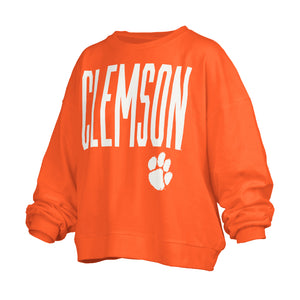 Clemson Pressbox Women’s Peterson Janise Fleece Crew - ORANGE