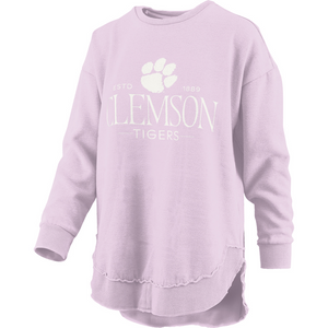 Clemson Pressbox Women’s Silverton Melange Poncho - LT PURPLE